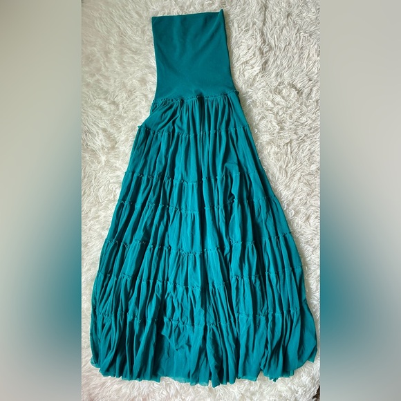 Jean Paul Gaultier Green Pleated Strapless Maxi Sundress | Size S - Picture 5 of 11